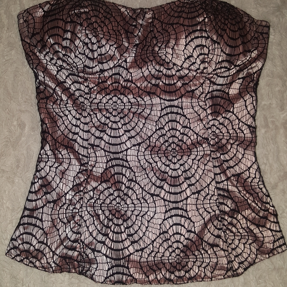 Rose pink and black sexy corset style top